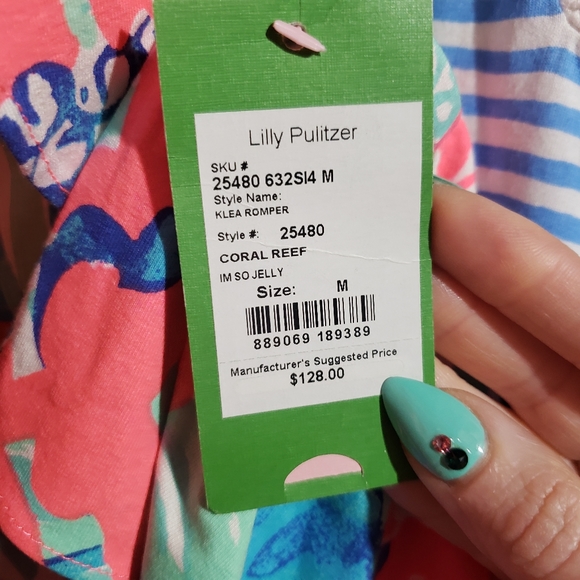 Lilly Pulitzer Romper Klea I'm so Jelly Coral Reef Medium 8 10 NEW Summer - Picture 2 of 7